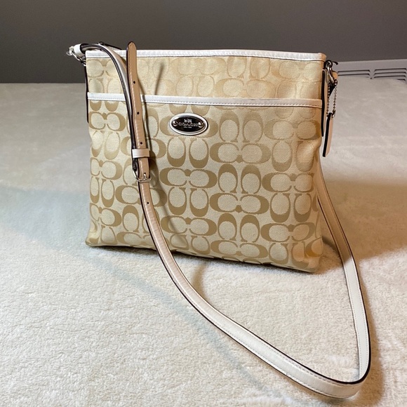 Coach Handbags - White Coach File Crossbody in Signature